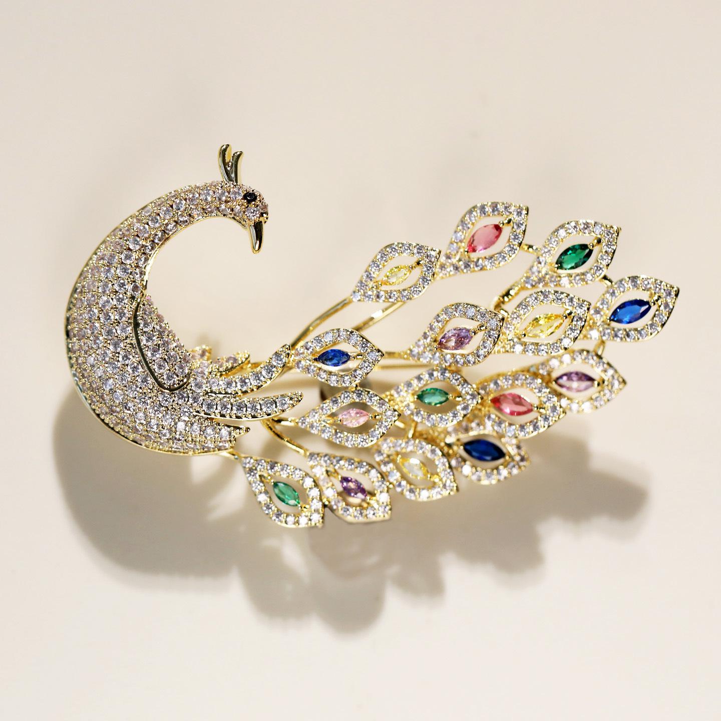 Bo Xin Yun Elegant Peacock Brooch with Copper Zircon - Women s Fashion Accessory and Gift