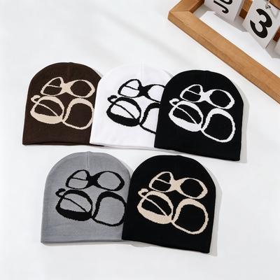 Herbst- und Wintermode bedruckte Wollmütze mit Buchstaben für Wärme im Freien, personalisierte Pullovermütze, europäischer und amerikanischer Trend, Jacquard-Kälteschutzmütze