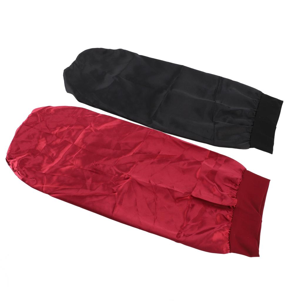 2pcs Long Satin Sleep Cap Elastic Band Extra Large Prevent Tangles Sleep Shower Cap Bonnet for Women