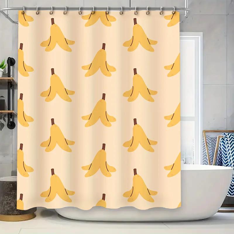 

Banana Print Shower Curtain Bathroom Decor For Kids Room, Hotel Bath Curtains With Hook Mustard Yellow Set Of 1 Panel (W72X84L) W60H190(CM)-1 Pcs