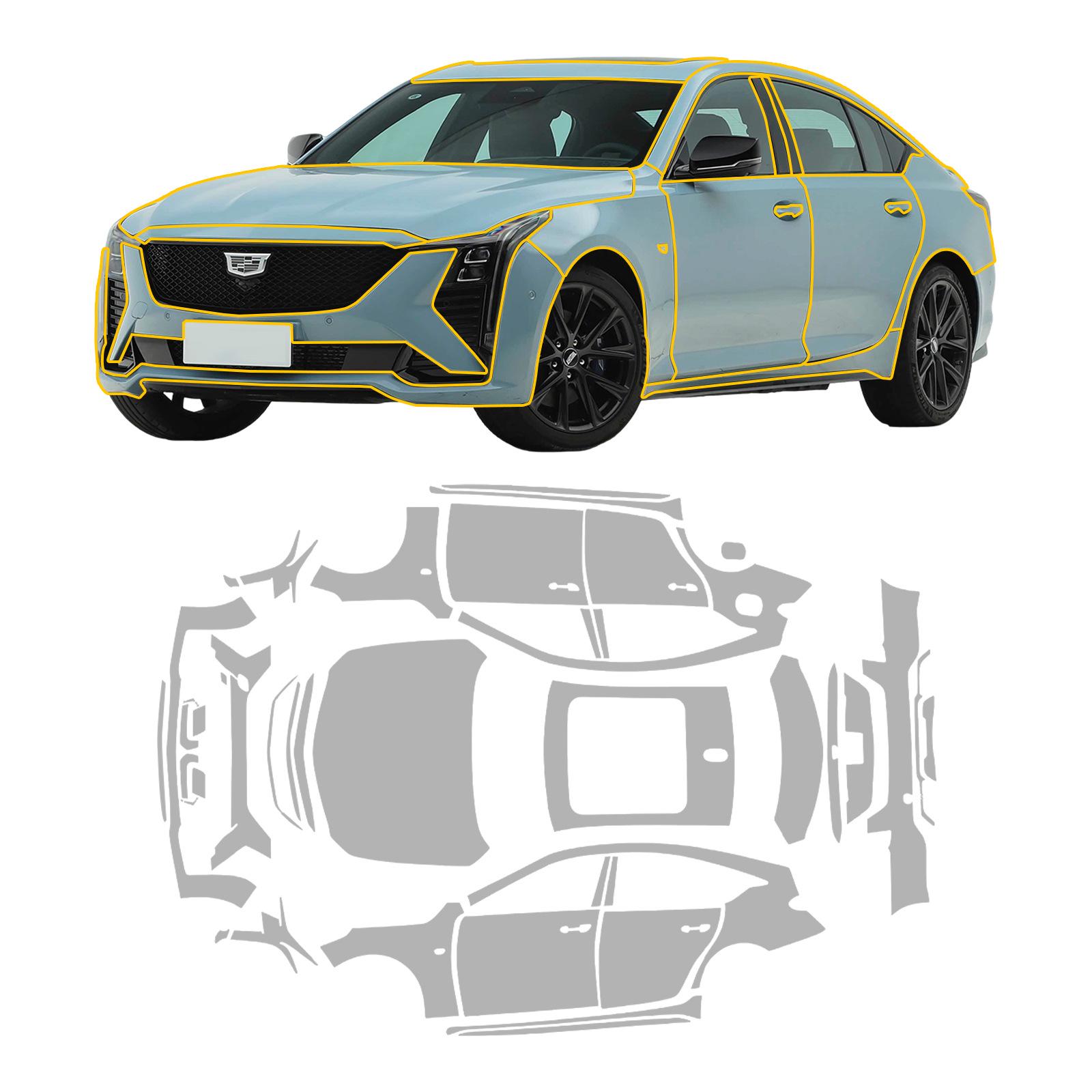 2025-2026 Cadillac CT5 Pre-cut TPU Matte Self-healing Film Glossy TPU 7.5MIL Car Paint Film