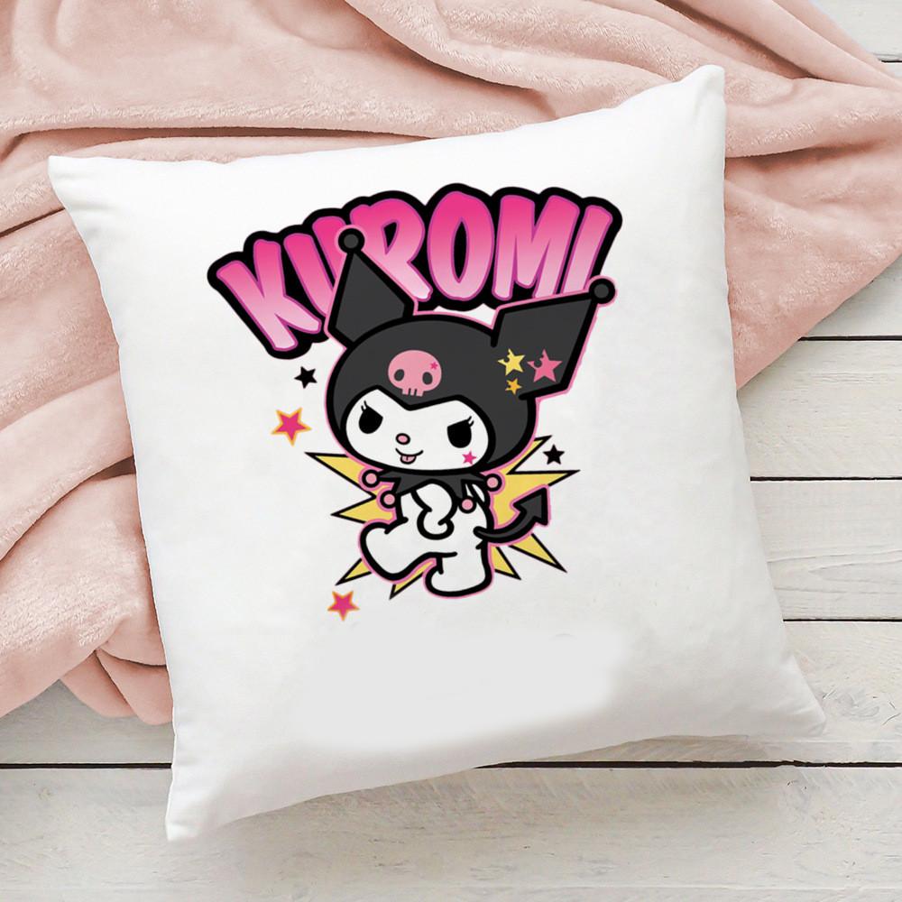 2026 New Cute Sanrio Cartoon Kuromi Doublesided Printed Square Bedroom Childrens Cushion Cover Sofa Waist Cushion Cover