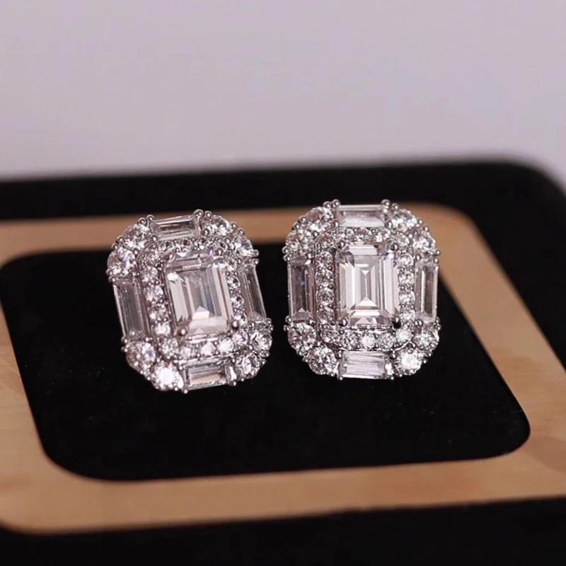 CAOSHI Gorgeous Exquisite Women Stud Earrings Sparkling Geometric Cubic Zirconia Engagement Wedding Accessories Elegant Zircon