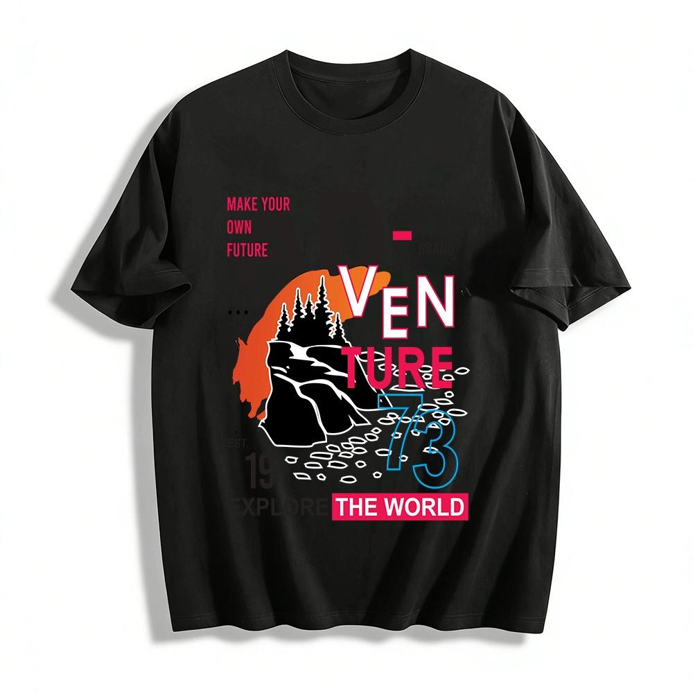 1973 Adventure Graphic Tee Street Style Explore The World Outdoor Top Pure cotton T-shirt XXS