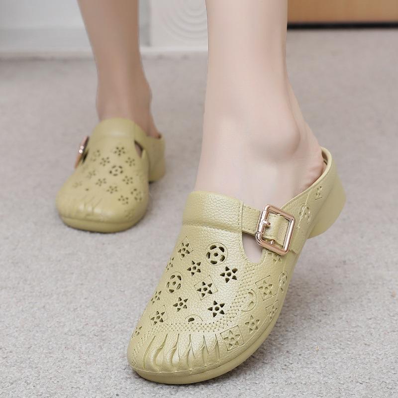 Women's Summer Breathable Sweet Sandals Thick Soft Sole Fashion Beach Slides Anti-Slip Open-Toe Outdoor Shoes