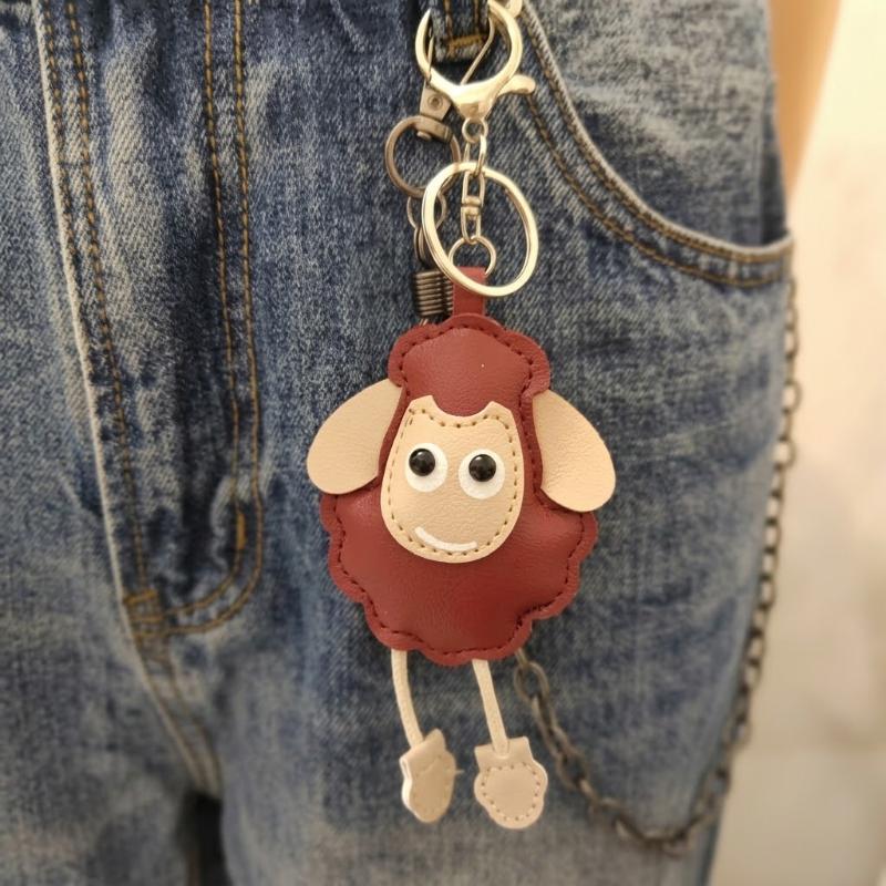 Cute Pu Leather Sheep Keychain Adorable Cartoon Light Weight Perfect For Backpack Phone Decoration Gift For Girls