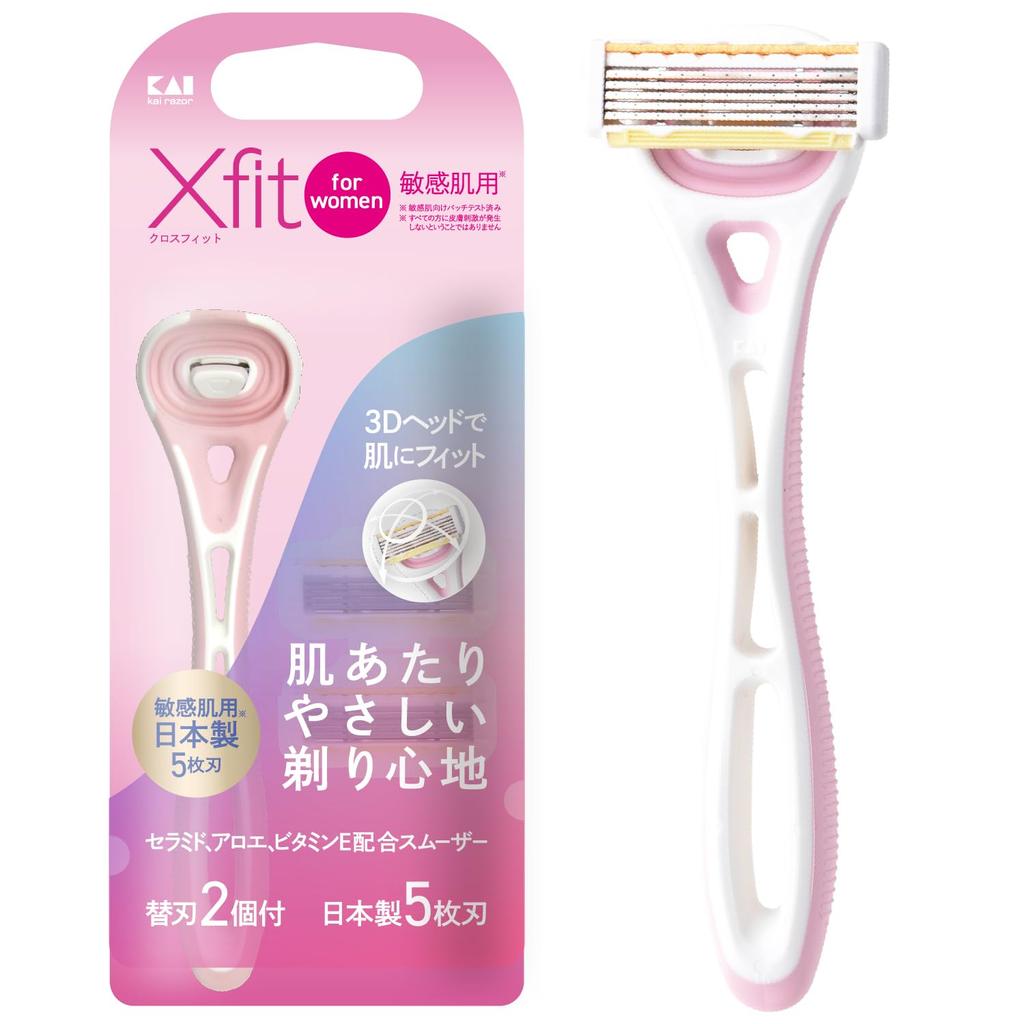 Kai Corporation Xfit for Women Razor, for Sensitive Skin, with 2 Replacement Blades, 1 Razor for Women