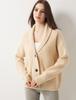 Yuanbao V-Neck Three-Button Cardigan with Pockets - Women's Warm Knitted Jacket
