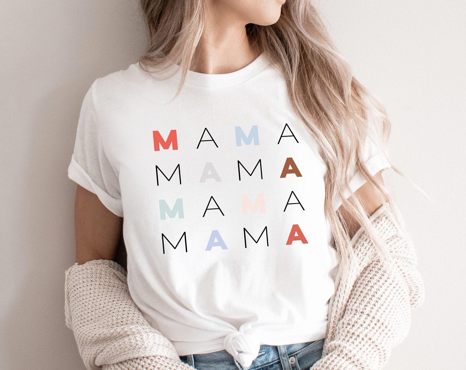 MAMA Shirt, Mom Shirts, Mom Tees, Mama T-Shirt, First Mothers Day, Gift For Mom, Baby Shower Gift Graphic Tee, Mothers Day Gift, Trendy S