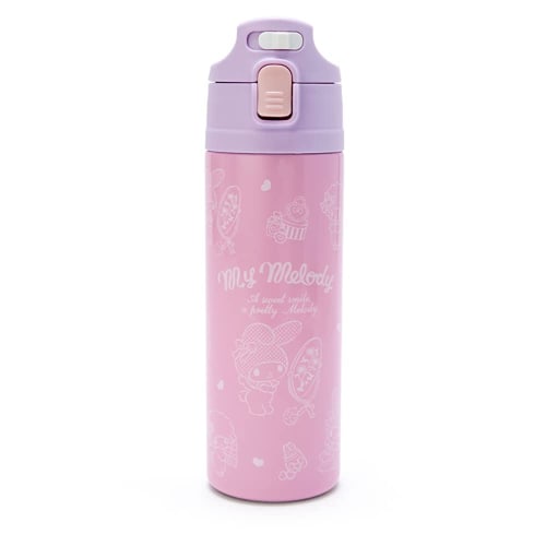 SANRIO Children's Water Bottle 470ml Direct Drinking One-touch Stainless Steel Bottle My Melody Cold Storage Includes Pouch with Shoulder Strap Includ