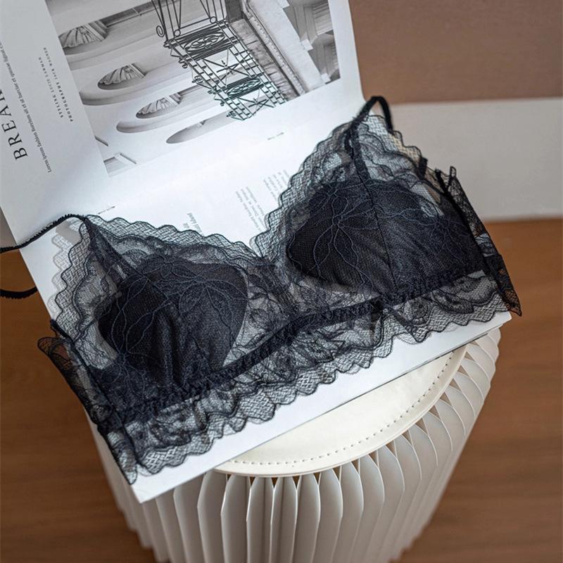 Elegantní francouzská krajková síťovaná podprsenka bez kostic a bez zad pro ženy - Sexy zeštíhlující design s jemnou podporou