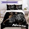 3pcs Custom Name Zebra Bedding Set Duvet Cover Closure Includes 1 Duvet Cover & 2 Pillowcases, Soft and Comfortable for All Seasons.