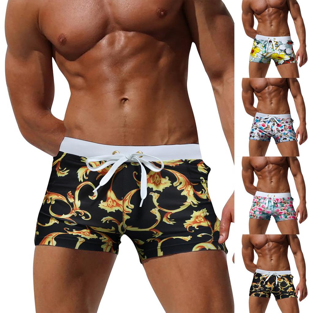 Mote Menn Pustende Trunks Bukser Solid Badetøy Strandshorts Slim Wear