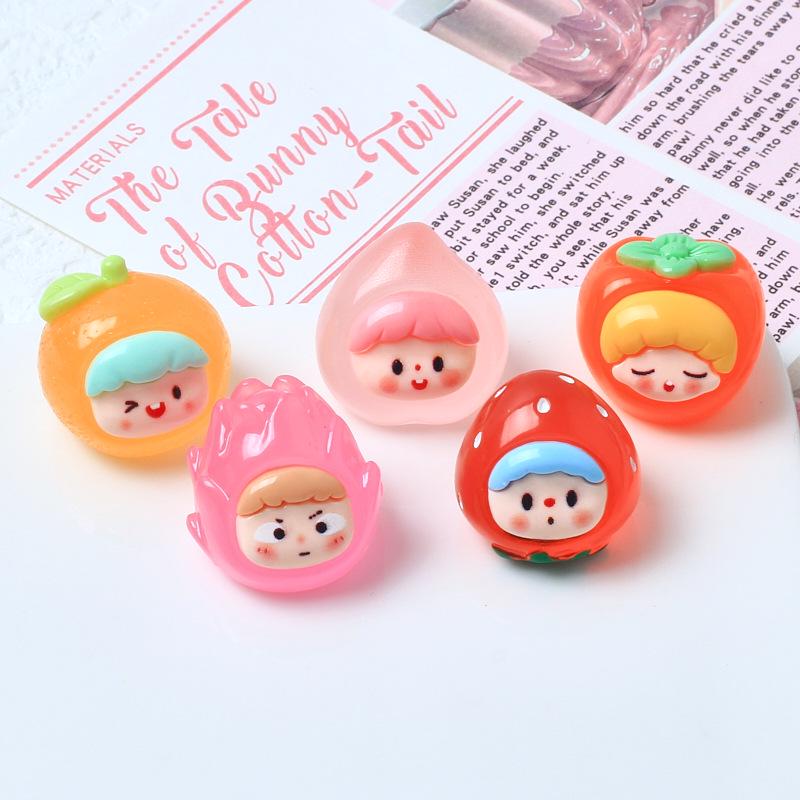 Luminous 3D Fruit Girl DIY Keychain Resin Jewelry Accessories