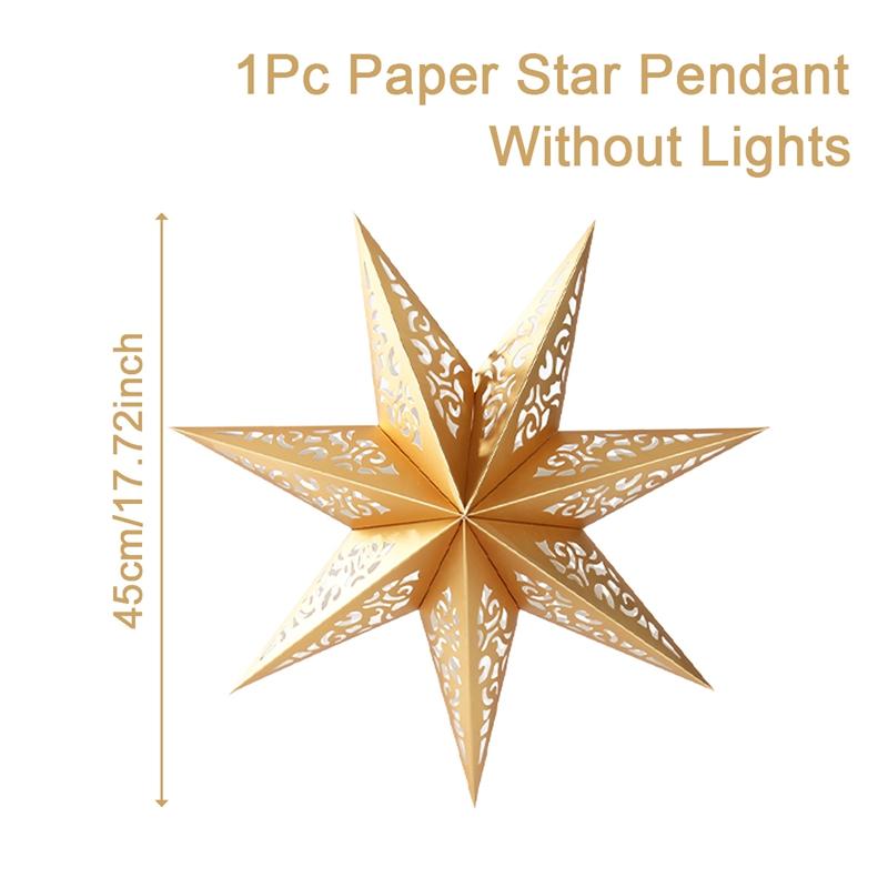 30-75cm Hollow Star Hanging Pendant Eid Mubarak Christmas Ramadan Decoration 2025 Islamic Muslim Party Decor Ramadan Kareem Gift
