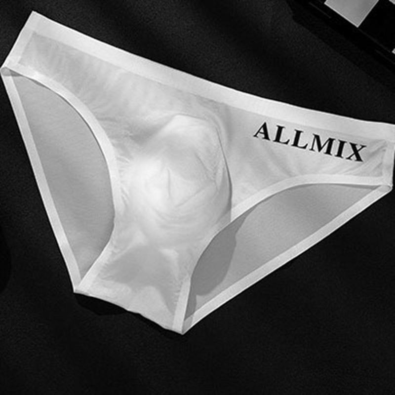 Men's Briefs Breathable Comfortable Letter Sports Sexy Transparent Ice Silk Underwear