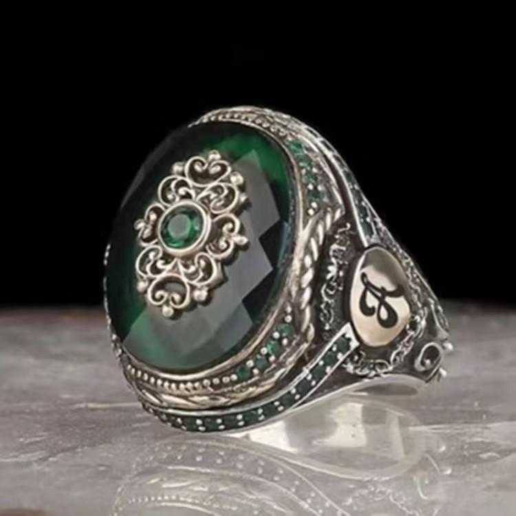 Viya Retro Zweifarbiger Herrenring mit Schwarzem Achat