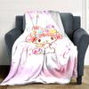 1pc My Melody flowers blanket Lightweight Flannel Throw for Sofa Bed Travel Camping Livingroom Office Couch Chair