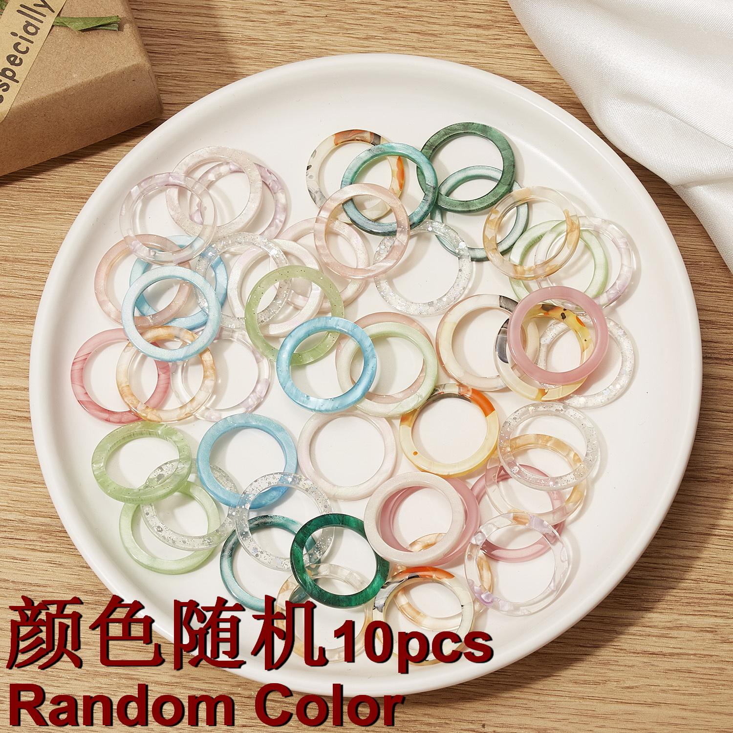 New Korea Aesthetic Colourful Resin Acrylic Rings Set for Women Geometric Round Rings Girl Temperament Versatile Jewelry Gifts