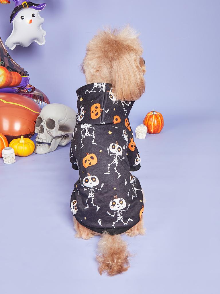 Pet Dog Cat Halloween Skeleton Hoodies  Skull Cute Shirt Puppy Kitteen Costumes Bones Clothes