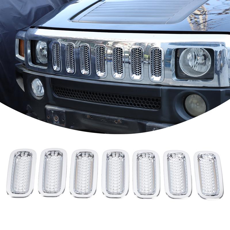 

For Hummer H3 2005-2009 ABS Black/Red Car Front Grille Insect Screen Protective Cover Decoration Modification Accessories