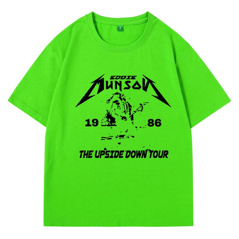 Washed Vintage Eddie Munson Print T Shirt Men Women Demogorgon Cannibal Flower Monster Oversized Cotton T-shirt Tops Clothing