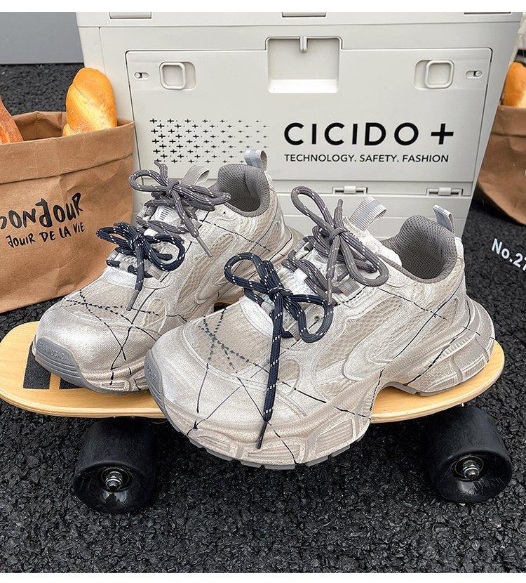 

[Fanfna] 2025 autumn new platform Paris dad shoes women s old versatile and comfortable trendy sports shoes 40 бежевый