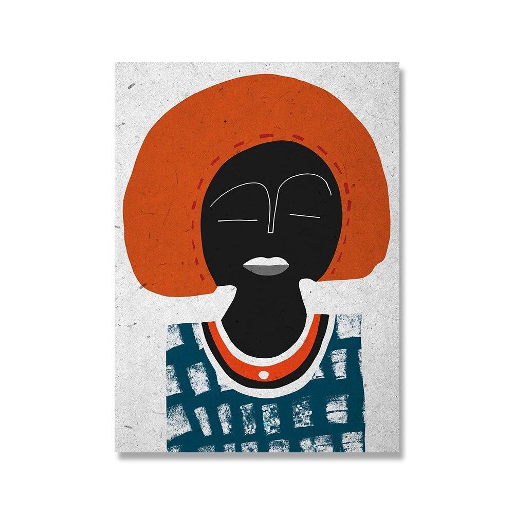 

Абстрактные фигурки африканских женщин, современная картина на холсте, этноплакаты, современные афро-лица, настенные художественные фотографии, украшение для дома без рамки 21*30cm