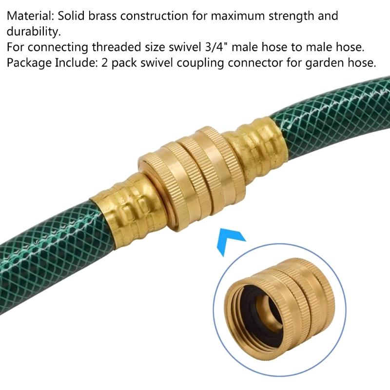 3/4inch Solid Brass Garden Hose Nozzle Connectors Two-way Female Female Connectors Solid Brass Garden Hose