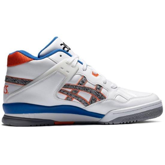 Asics Gel-Spotlyte Mid Top Retro Basketballschuhe Unisex Sneaker Weiß Orange Blau 1203A178-100