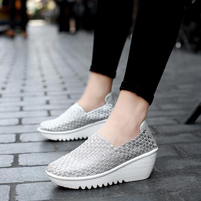 Zapatos casuales de plataforma con cuña para mujer, de talla grande, con suela gruesa, que aumentan la estatura.