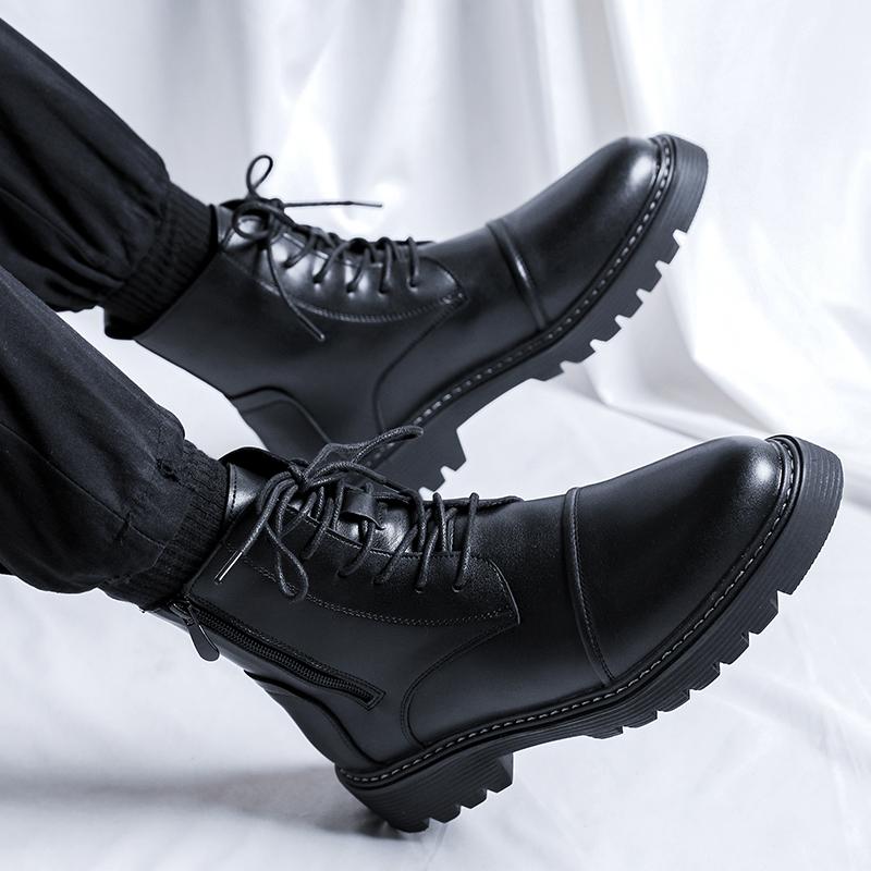 Fashion 2024 Business Office Ankle Boot Men Casual Men's Shoes Lace Up Fashion Genuine Leather Autumn Outdoor Thick Soled Leather Boots