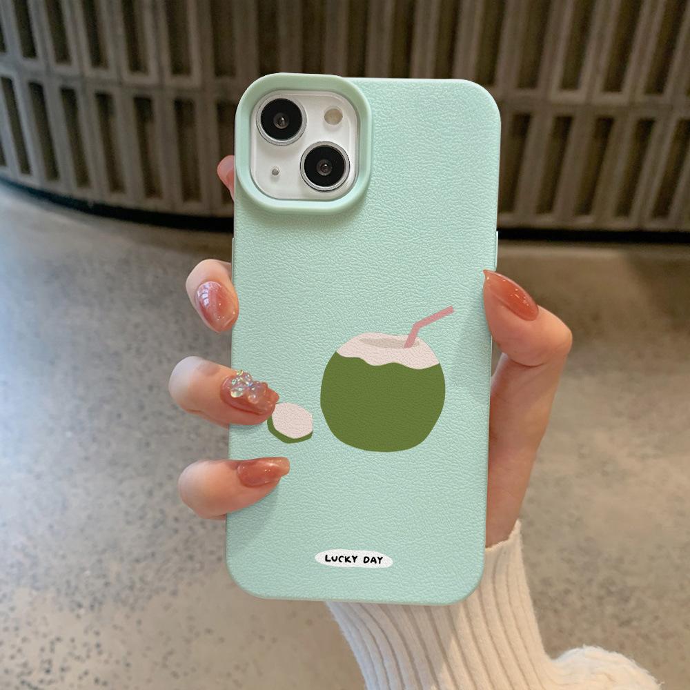 

Зеленый кокос подходит для Apple 16 чехол для мобильного телефона iPhone 15/14plus Creative 12 узор личи 11/13p Apple xs