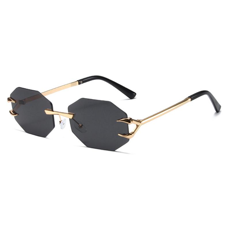 Trendy Polygon Sunglasses Women Men Frameless Vintage Summer Shades Fashion Sun Glasses For Ladies Vacation