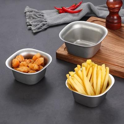 Multifunctional Square Snack Bowl Stainless Steel Wide Rim Salad Bowl Rust-proof Fall-resistant Rice Bowl Ice Cream