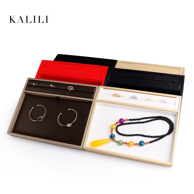 PU Leather Double-Sided Jewelry Tray for Necklaces & Rings - Small Display for Accessories or Jade Ware