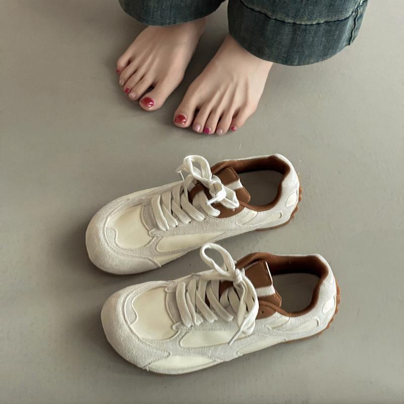 Color Matching Lace-up Forrest Gump Shoes Women's Fashion Versatile Retro 2025 Summer New Simple Platform Sports Shoes Soft-soled Shoes