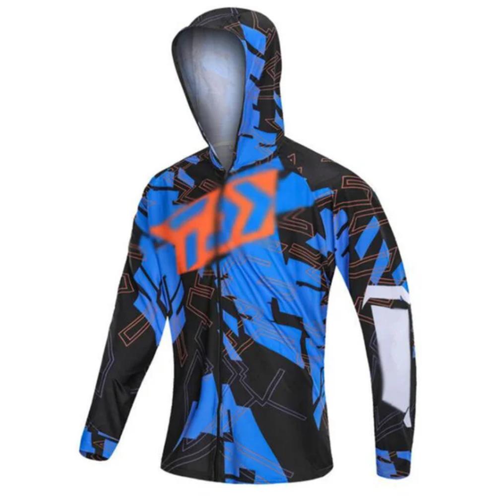 Men's zipper fishing suit, 2024 trendy hooded fishing suit, colorful quick-dry sun-protection fishing shirt