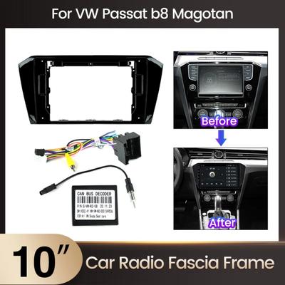 9'' Passat B8 MIB 3 Radio Frame CD Panel OEM ABS Headunit Piano Bezel for VW Passat B8 16pin Power Cable With Canbus