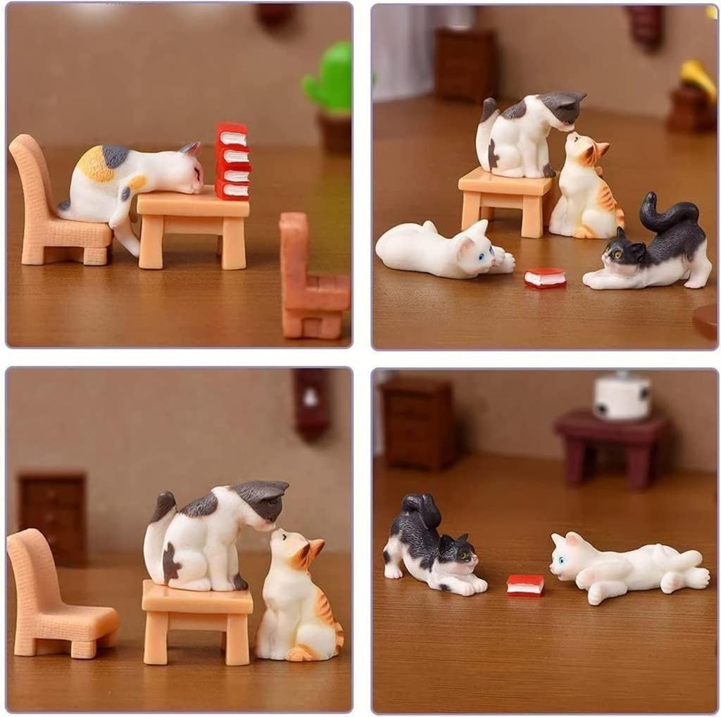 Manatom Moss Terrarium Figures Animals Animal Figures Terrarium Mini Figures Cat Mascot Figurines 15 Pieces