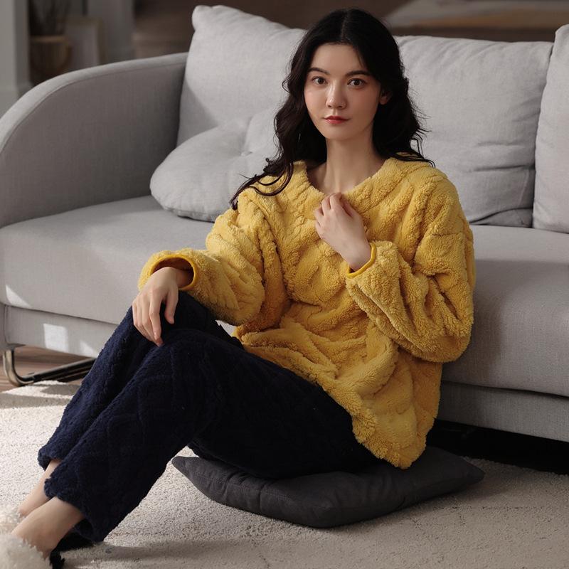 Pajamas Women Winter Thickened Jacquard Plus Size Flannel Home Service Comfortable High Quality Unique Beautiful and Most Striking Clothes