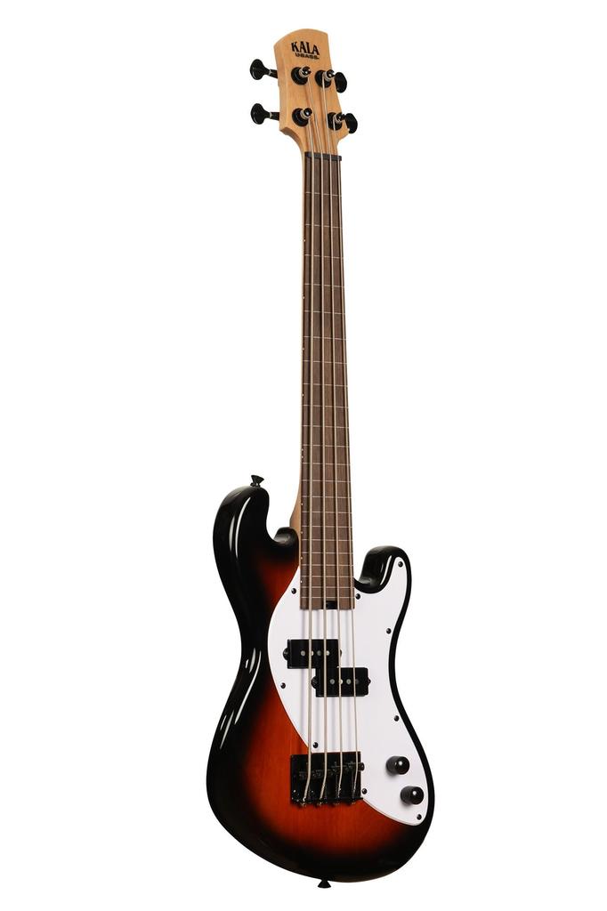 KALA U Bass Укулеле Бас Цельнокорпусная Серия Корпус Окуме 4 Струны С Круглой Обмоткой Безладовая Спецификация Санберст Чехол UBASS-SB-TB-FL [В Комплекте]