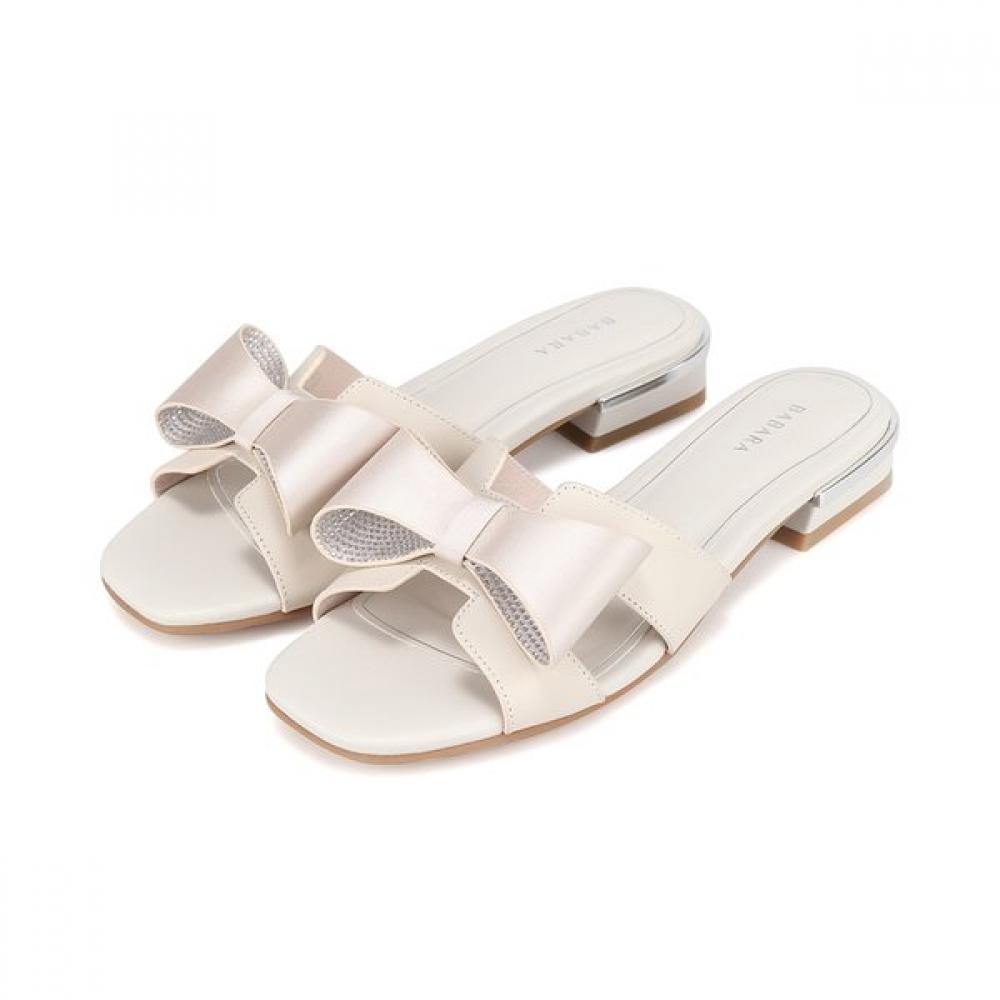 

Barbara Leather Feminine Bling Bling Ribbon Mule 2cm 4colors Bbj306 250/04. Silver