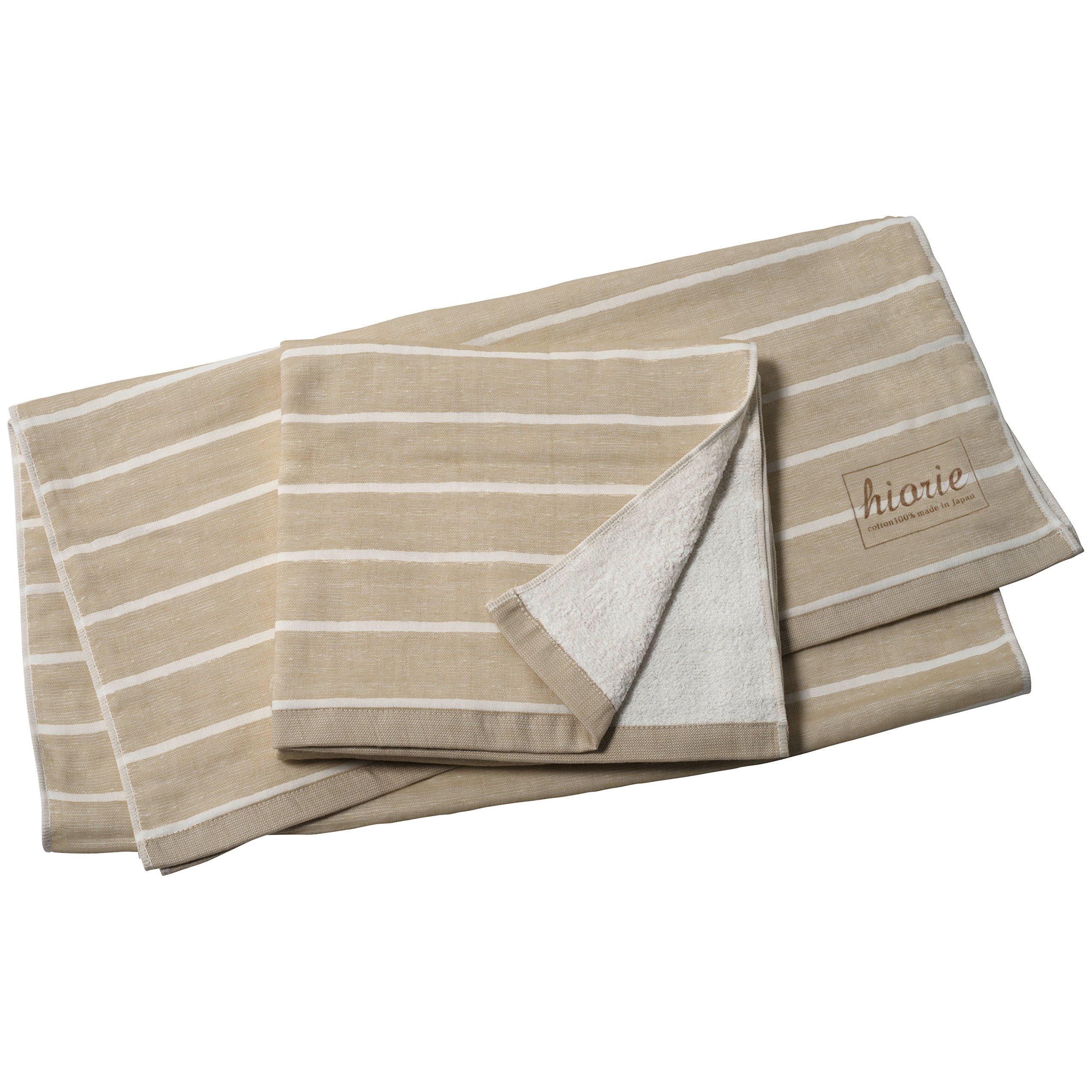 

hiorie Border Gauze Bath Set of Senshu Towel Japanese-made Towels, 2, Beige, бежевый