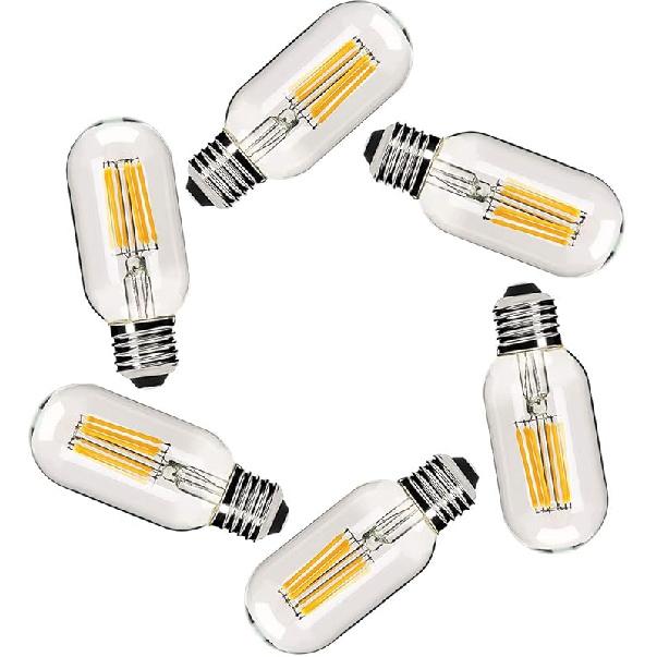 Dimmable T45 LED Edison Bulb,2700K Warm White,6W Antique Tubular LED Filament Bulbs,60 Watt Equivalent E26 Base,550Lm,Pack of 6