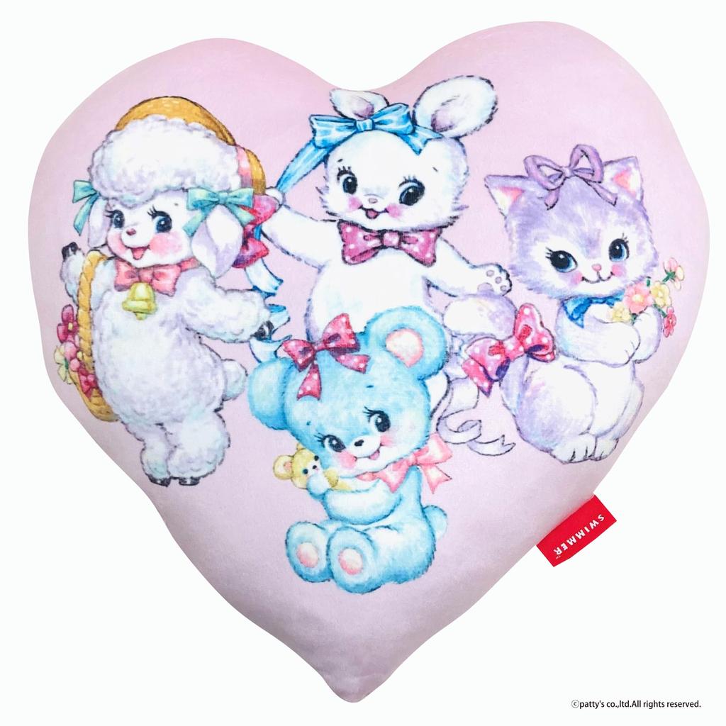 Coussin nageur MORIPiLO 45 x 35 x 10 cm, personnage, oreiller de corps, peluche, cœur rétro, rose, Morishita 4621564