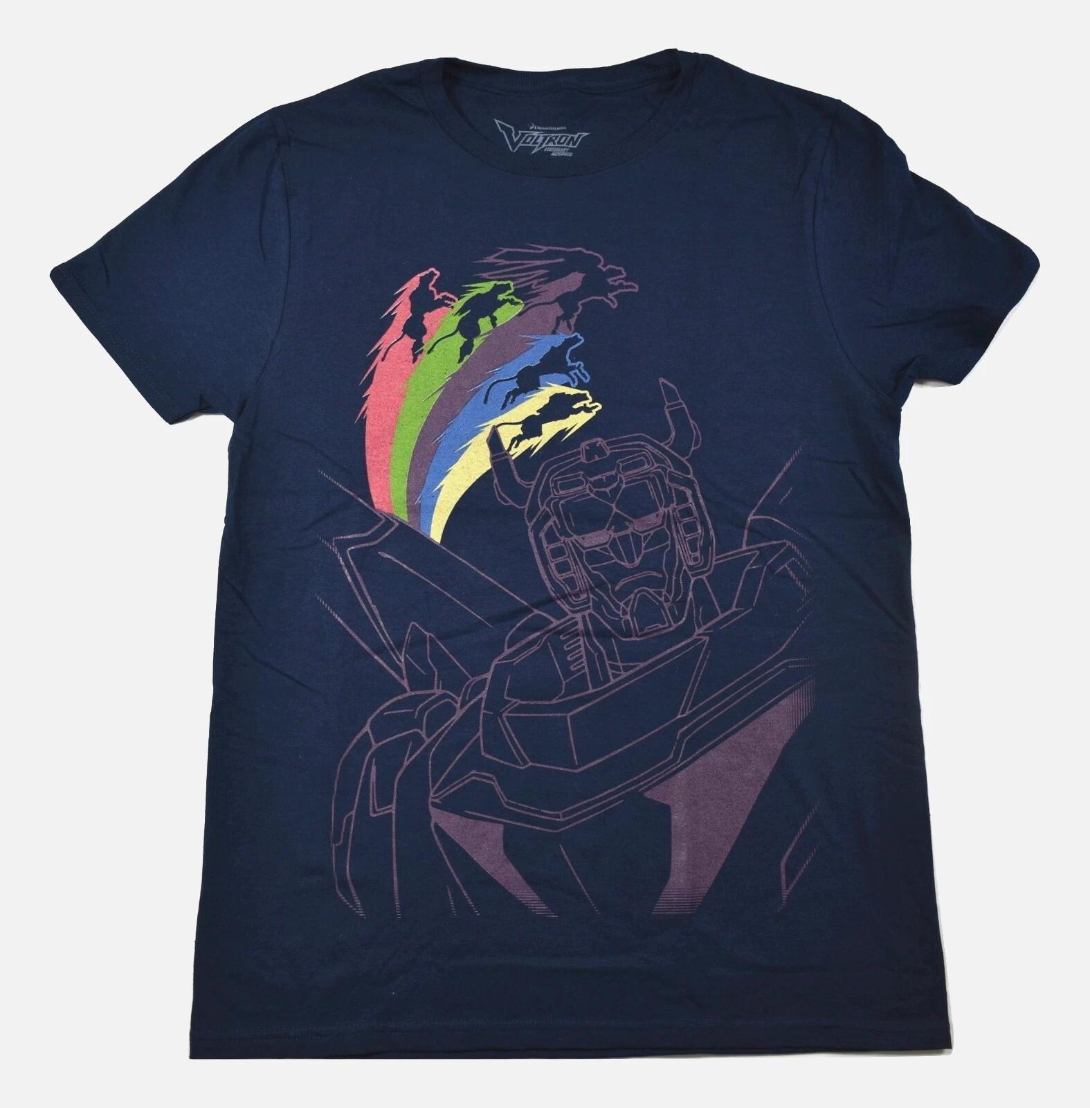 Loot Crate Mens Voltron Legendary Defender Rainbow Cats Blue Shirt New XS-XL XL