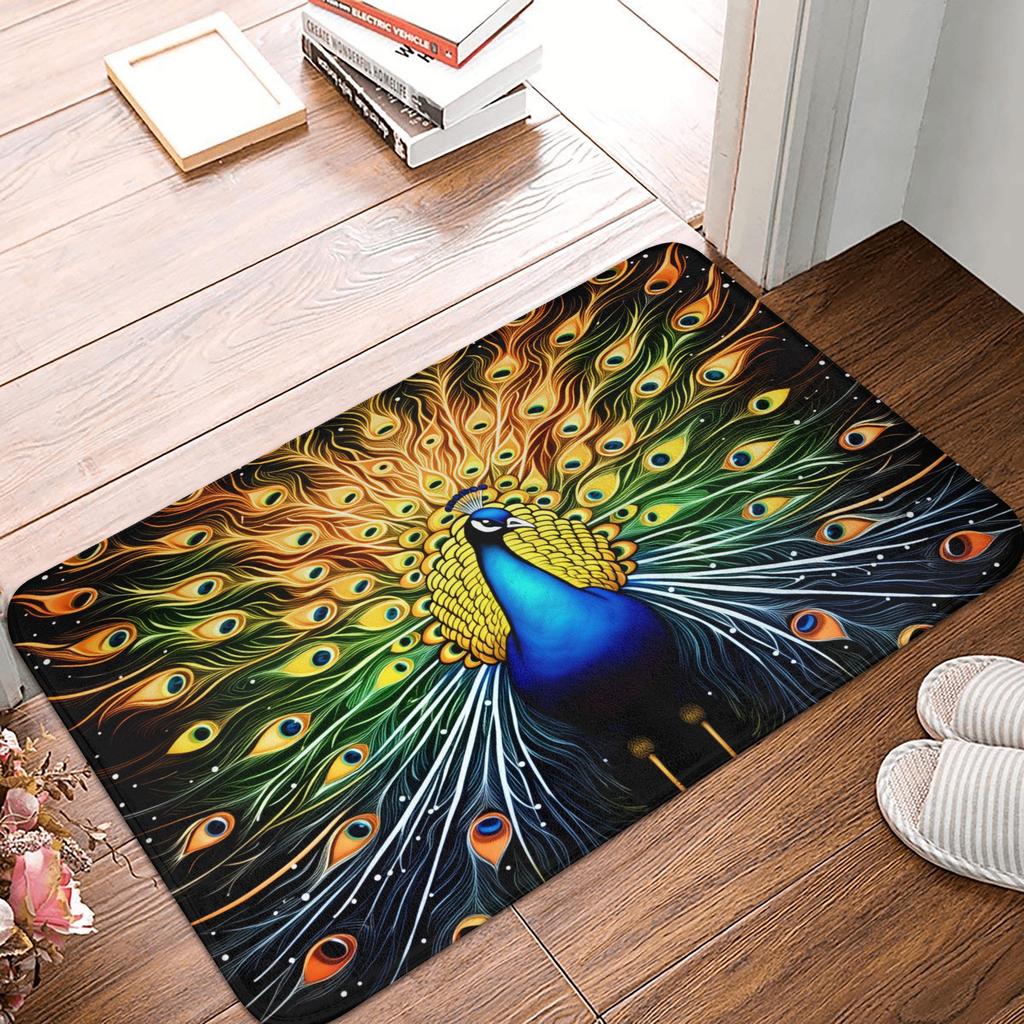 Cute Peacock Pattern Modern Style Front Floor Door Entrance Mats Outdoor Bath Kitchen Doormat Bedroom Carpet Rug