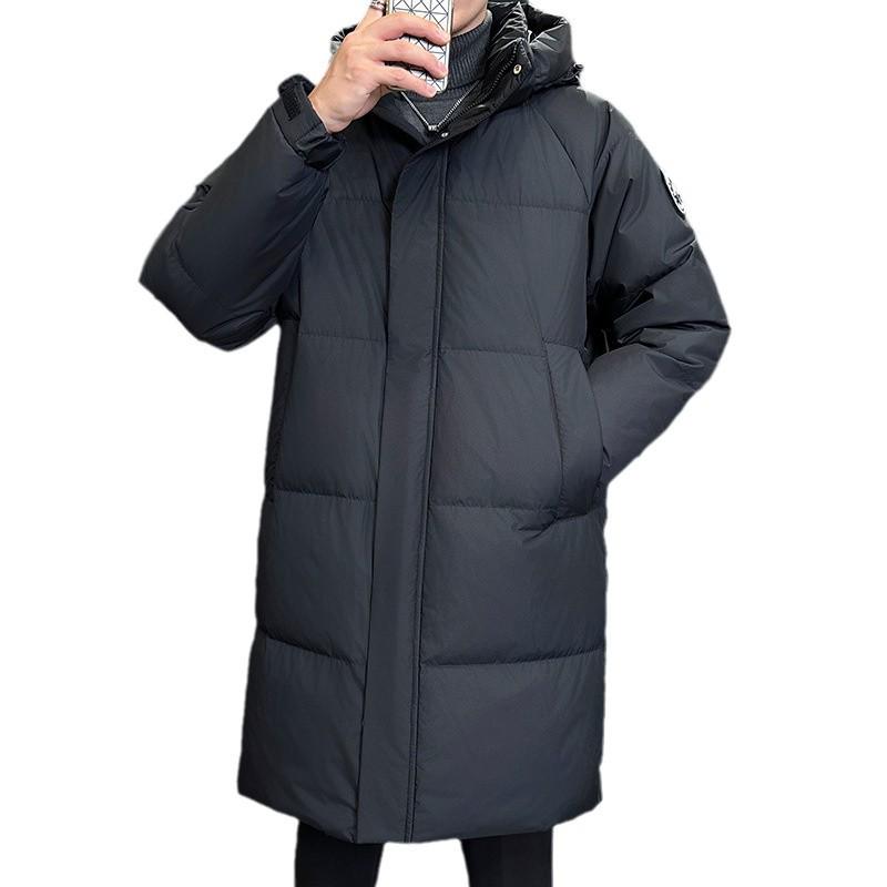 Men's High-Quality Thickened Down Jacket: Winter White Duck Down Hooded Outerwear - Trendy Casual Workwear.