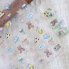 Sky Little Yellow Bear Cute Childlike Nail Art Stickers with Stars, Bows & CCD Camera Phone Jelly Stickers